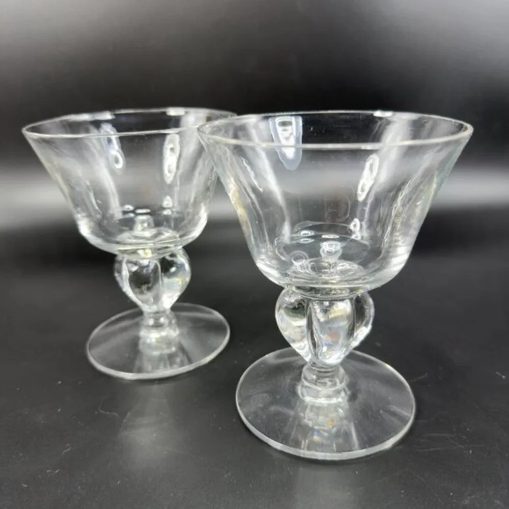 Vintage‎ Seneca Ingrid Clear Elegant 4.5inch Goblets Footed Cups Glasses Set 2